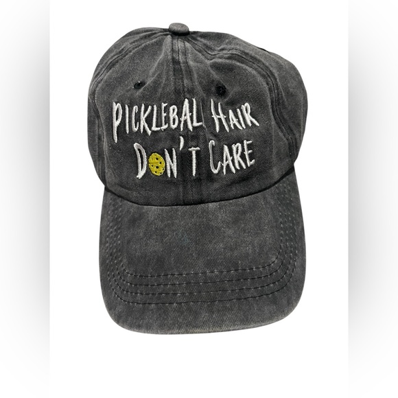 Women's Pickleball Hair Don't Care Embroidered Cap - Charcoal Gray - Picture 2 of 7